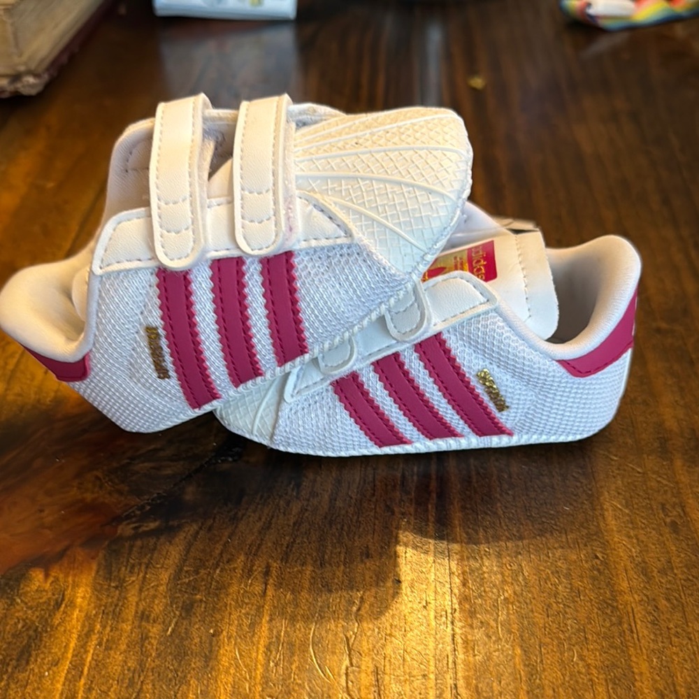 Adidas White and Pink Classic Sneakers